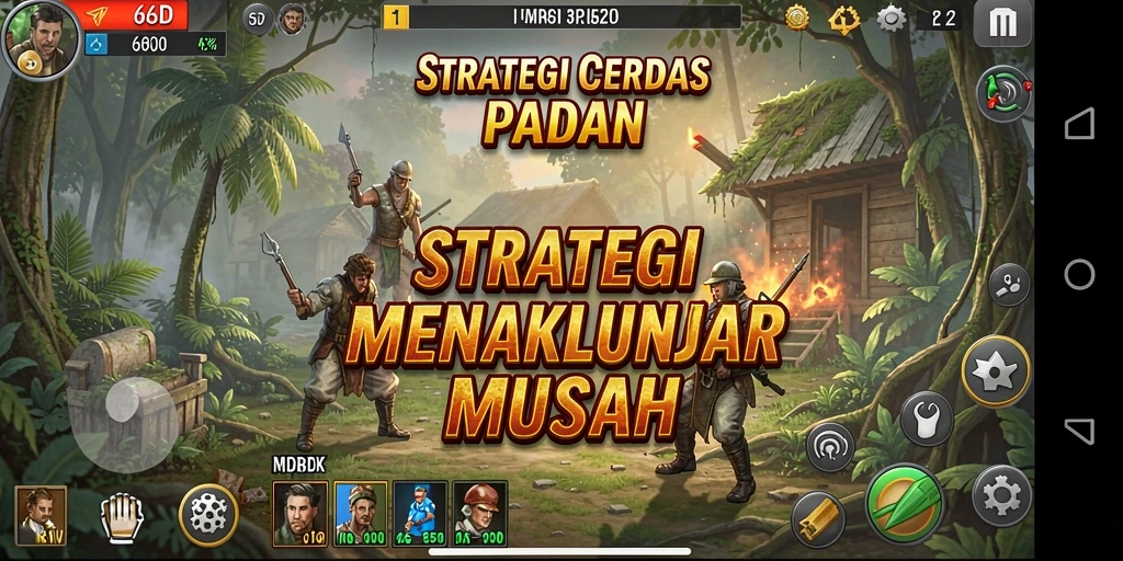 Screenshot gameplay yang menunjukkan strategi pertempuran seru di 66D.