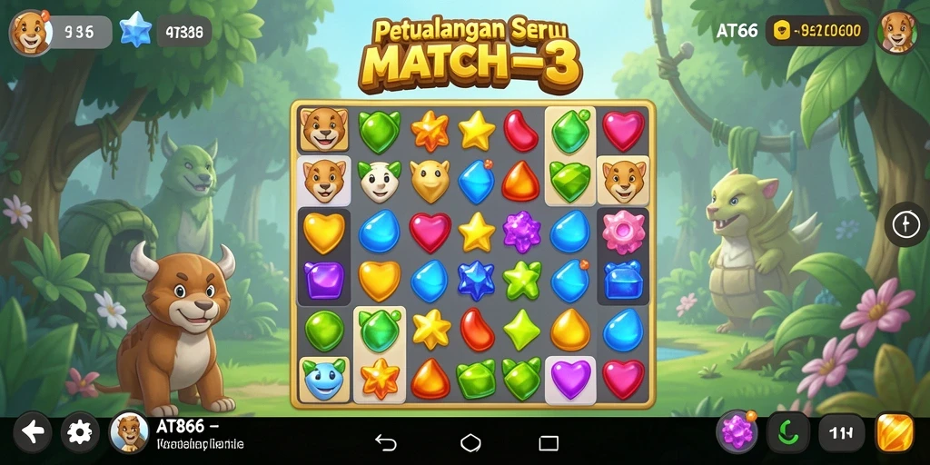 Screenshot AT866 menampilkan gameplay seru dalam permainan Match-3.