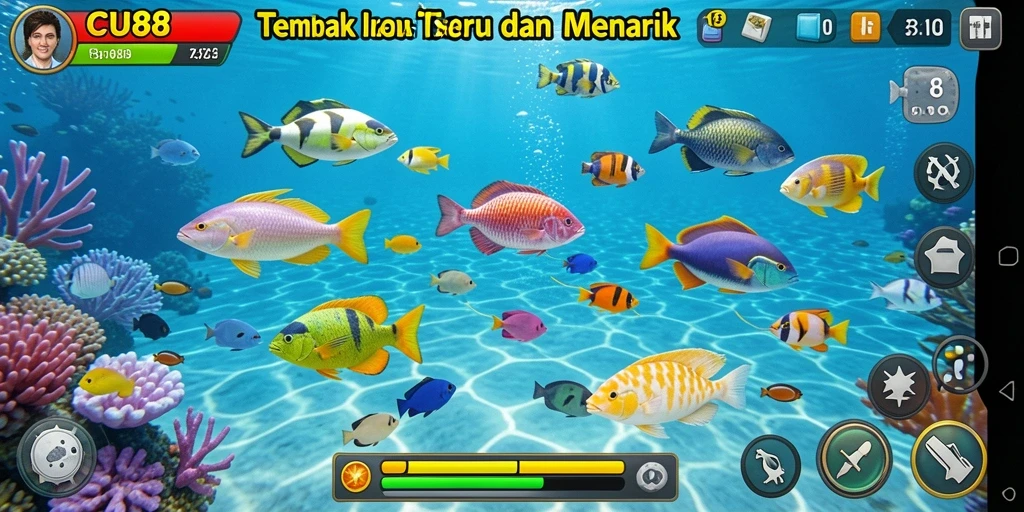 Screenshot CU888 menunjukkan momen intens saat menangkap ikan berharga.