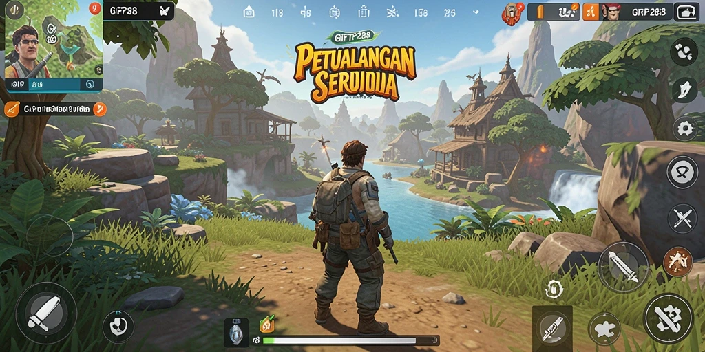 Tangkapan layar gameplay <strong>GIFTRP288</strong> yang menunjukkan dunia terbuka yang luas dan penuh petualangan.