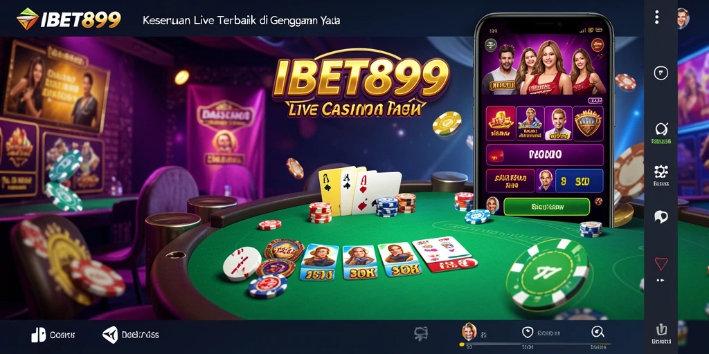 Screenshot gameplay IBET899 menampilkan dealer langsung dan suasana mewah Live Casino.