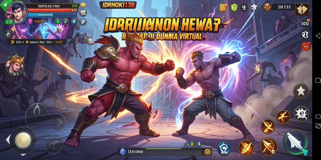 Screenshot gameplay IDRHOKI138 menunjukkan pertarungan mendebarkan antara karakter-karakter ikonik.