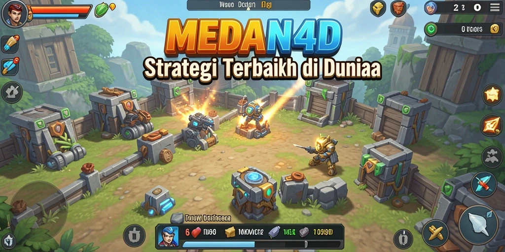 Tampilan gameplay MEDAN4D yang memukau dalam pertempuran Tower Defense.
