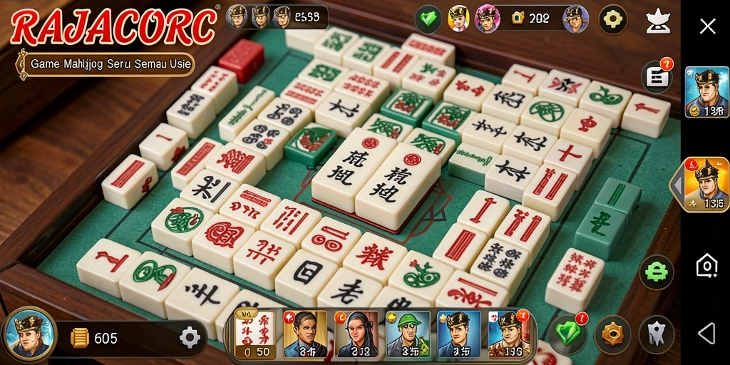 Tampilan permainan Mahjong yang seru dan menantang di RAJACORC.