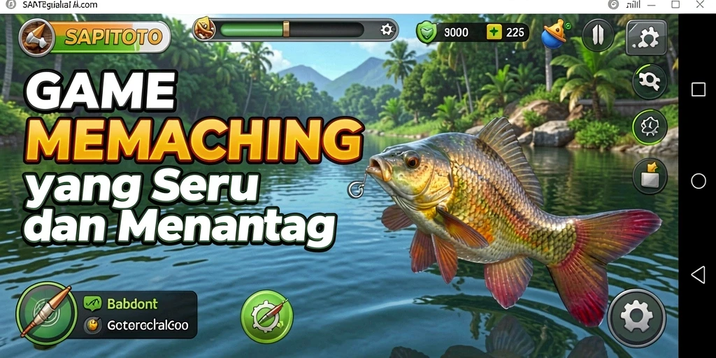 Tampilan gameplay SAPITOTO yang menampilkan keseruan saat memancing.